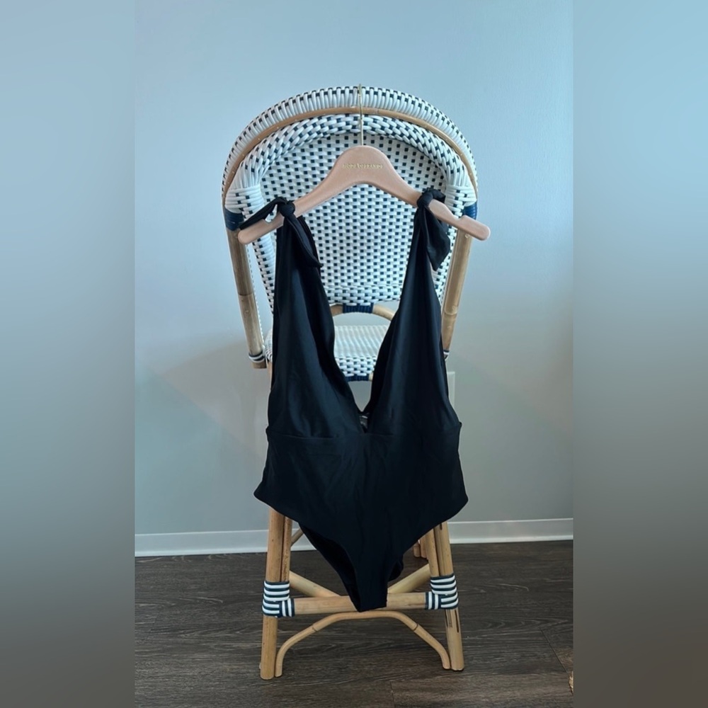 Like new. XL long one piece swimsuit. Aerie. Black. Adjustable tie straps.